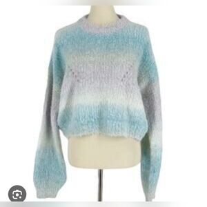 Wild Fable Ombre Crop Sweater - Blue and White